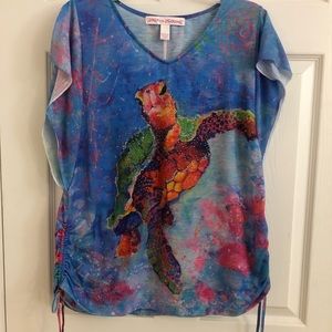 Leoma Lovegrove turtle shirt with tie sides.